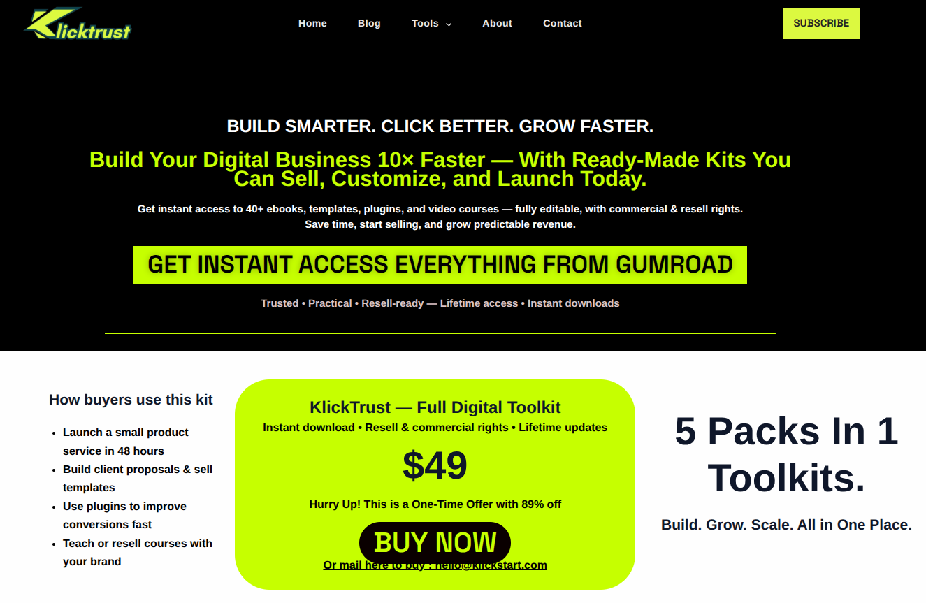 Klicktrust is a SaaS Tools Review & Digital Products Selling Site